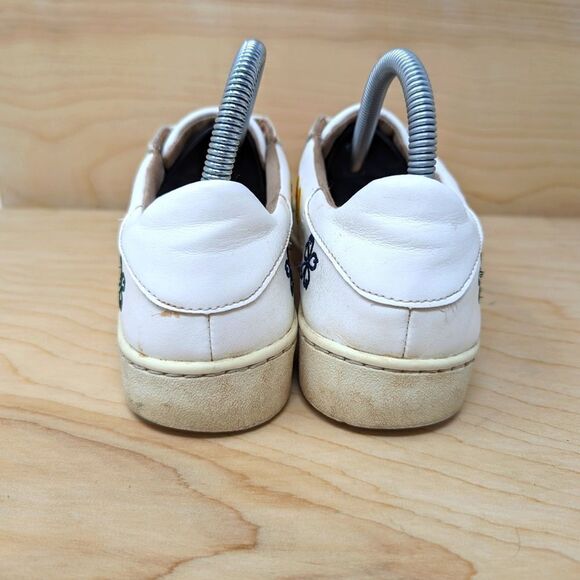 Jack Rogers Kennedy White Leather Embroidered Sneakers Size 8 Turtle & Heart - Picture 5 of 7